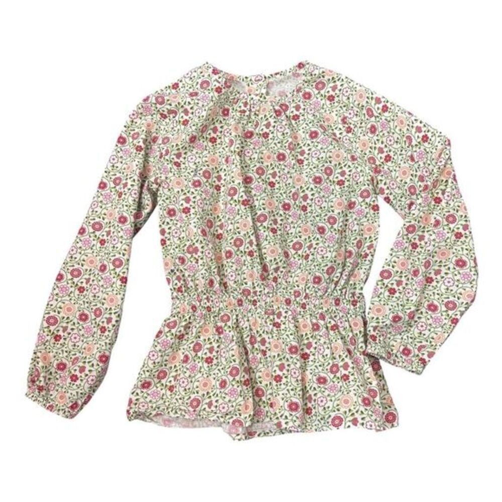 Bella Bliss Peplum Top Girls Size 6 Multicolor Floral Cotton Long Sleeve Dainty